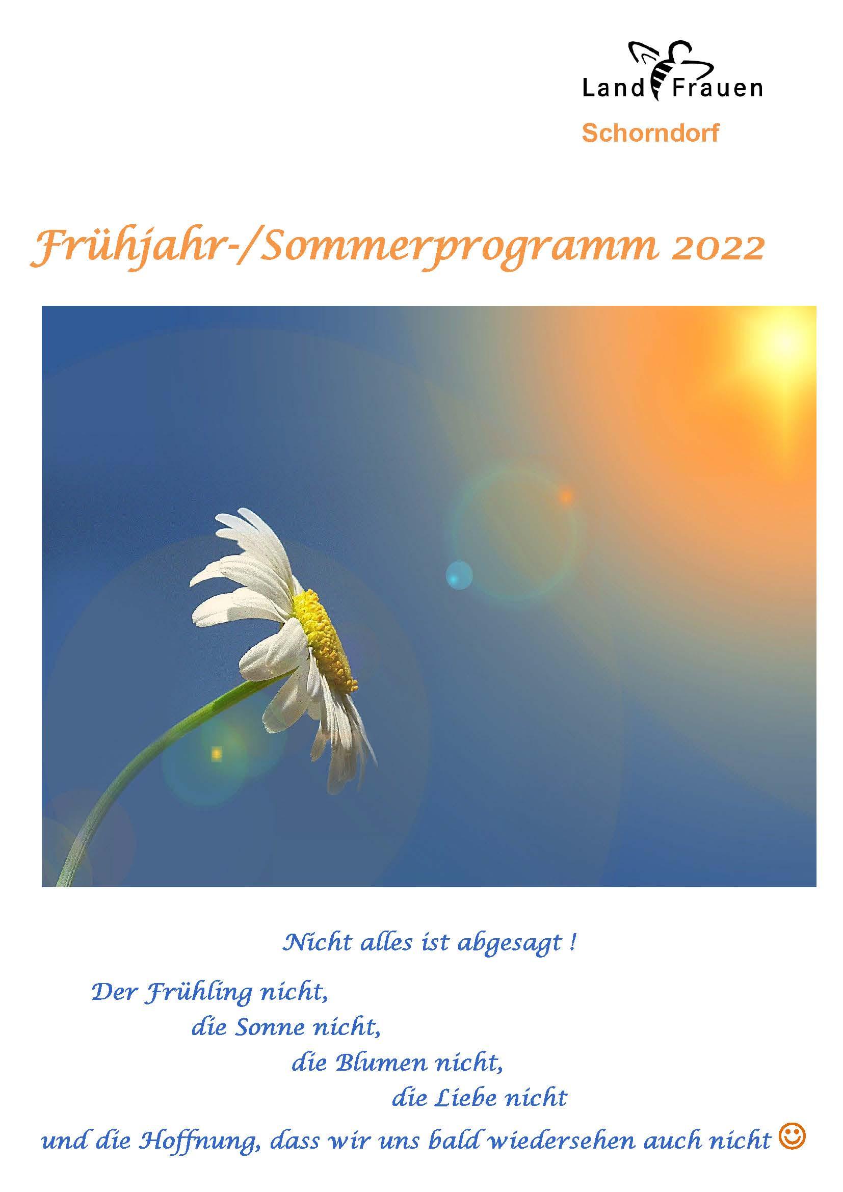 Jahresprogamm Frühling/Sommer 2022 - Landfrauen Schorndorf