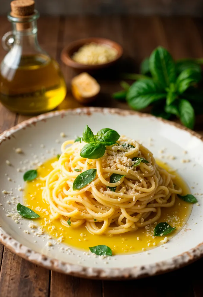 Pasta mit parmesan und Basilikum-AI Pasta mit parmesan und Basilikum-AI